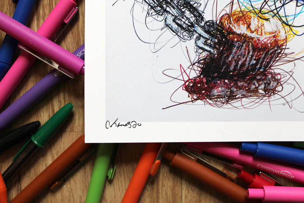 Chain Chomp Ballpoint Pen Scribble Art Print-Cody James by Cody