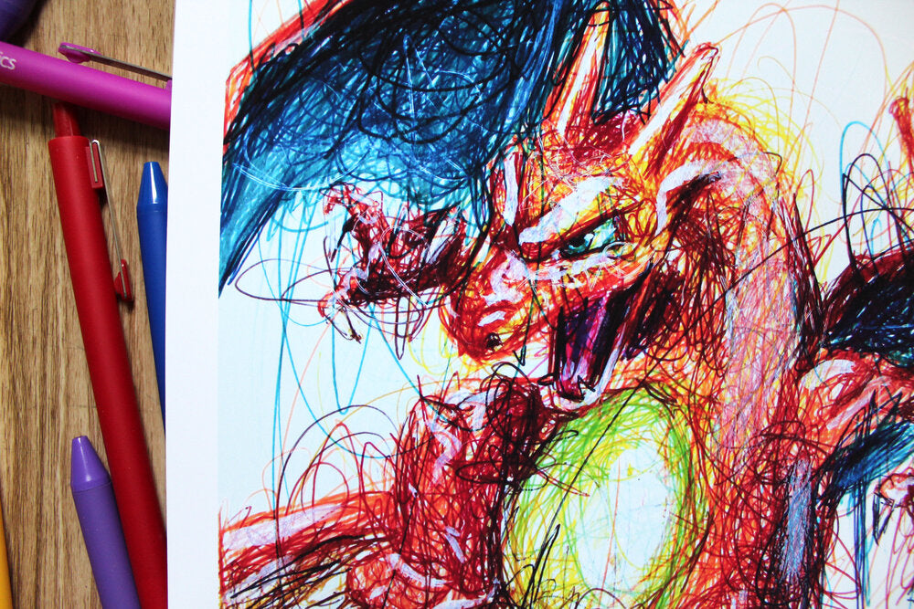 Charizard Ballpoint Pen Scribble Art Print-Cody James by Cody