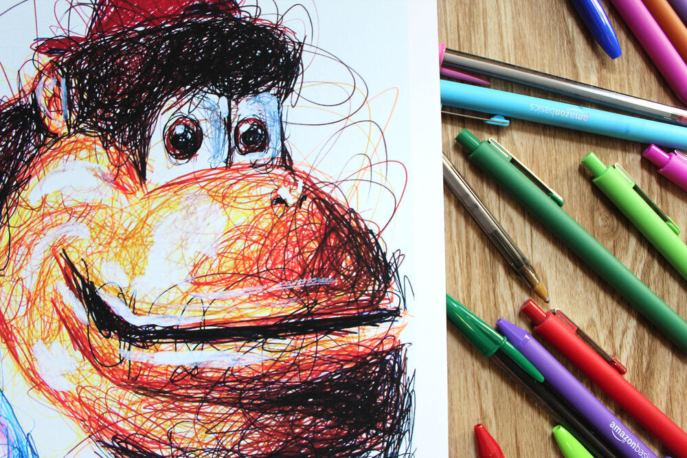 Chunky Kong Ballpoint Pen Scribble Art Print-Cody James by Cody