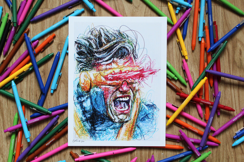 Cyclops Ballpoint Pen Scribble Art Print-Cody James by Cody