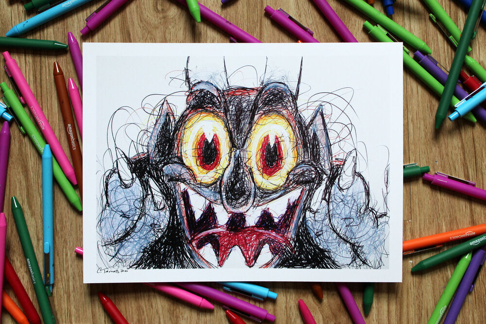 Devil Ballpoint Pen Scribble Art Print-Cody James by Cody