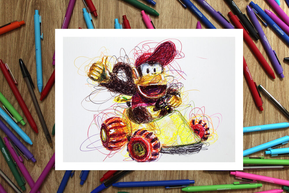 Diddy Kart Ballpoint Pen Scribble Art Print-Cody James by Cody