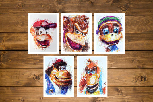 Donkey Kong Crew Complete Ballpoint Pen Art Print Set-Cody James by Cody