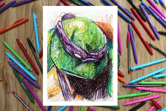 Donatello Ballpoint Pen Scribble Art Print-Cody James by Cody