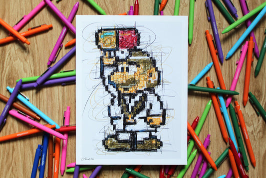 Dr. Mario Ballpoint Pen Scribble Art Print-Cody James by Cody