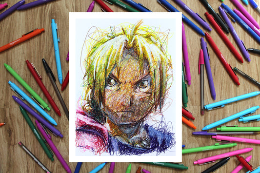 Edward Ballpoint Pen Scribble Art Print