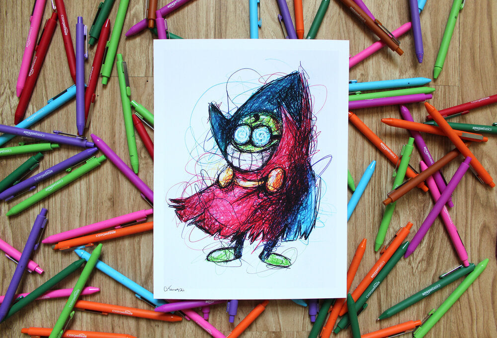 Fawful Ballpoint Pen Scribble Art Print-Cody James by Cody