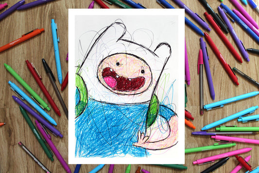 Finn the Human Ballpoint Pen Scribble Art Print-Cody James by Cody