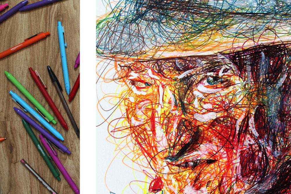 Freddy Krueger Ballpoint Pen Scribble Art Print-Cody James by Cody