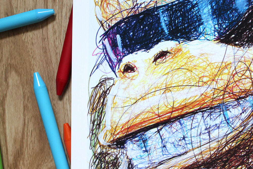 Funky Kong Ballpoint Pen Scribble Art Print-Cody James by Cody