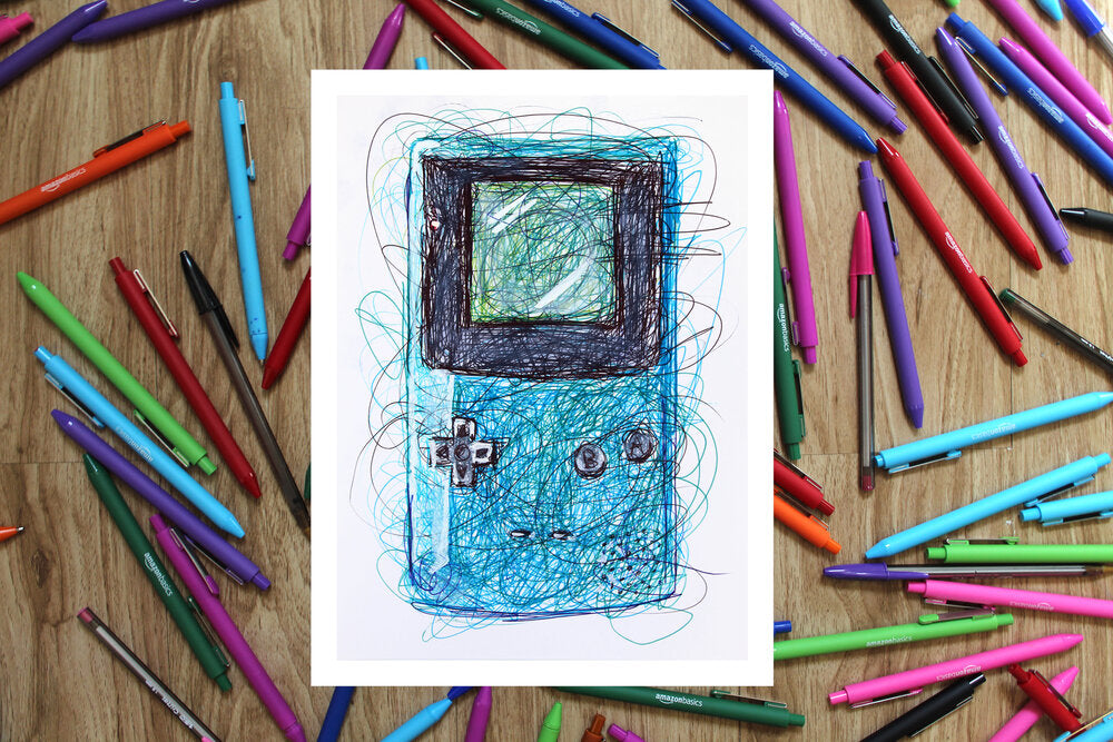 Gameboy Colored Complete Set with O.G Gameboy Ballpoint Pen Art Print Set-Cody James by Cody