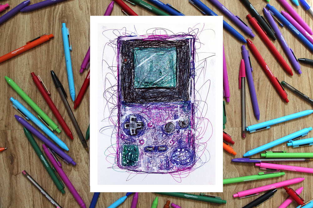 Gameboy Colored Complete Set with O.G Gameboy Ballpoint Pen Art Print Set-Cody James by Cody