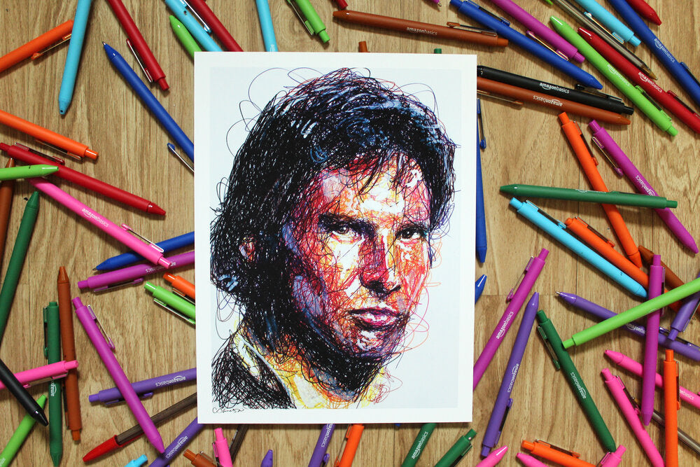Han Solo Ballpoint Pen Scribble Art Print-Cody James by Cody