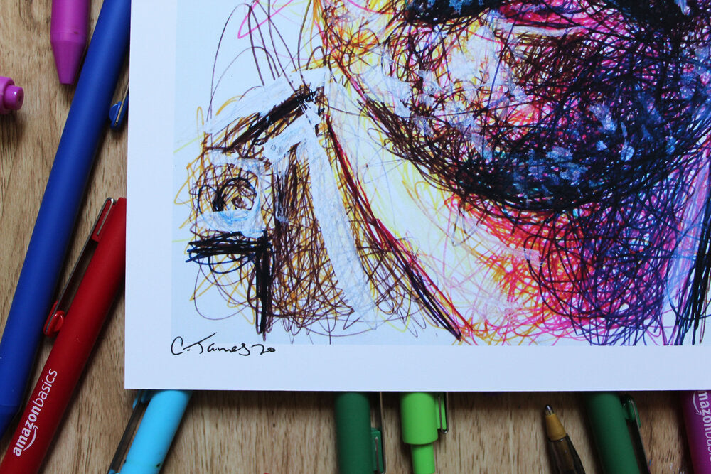 Hopper Ballpoint Pen Scribble Art Print-Cody James by Cody