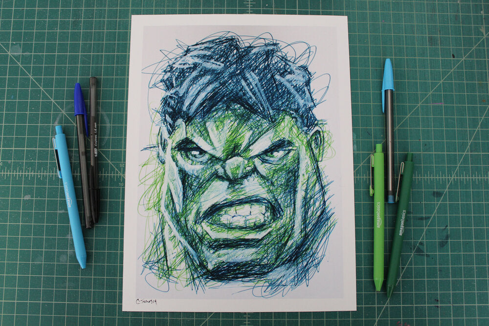 Sketch of The Hulk by young artist Greeting Card by Harshal Chavan