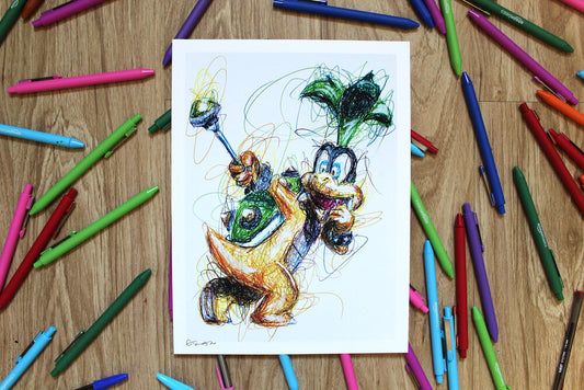 Iggy Koopa Ballpoint Pen Scribble Art Print-Cody James by Cody
