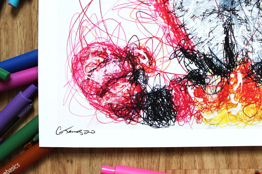 Incineroar Ballpoint Pen Scribble Art Print-Cody James by Cody