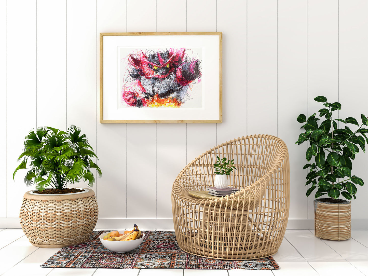 Incineroar Ballpoint Pen Scribble Art Print