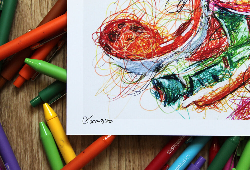 Inkling Ballpoint Pen Scribble Art Print-Cody James by Cody