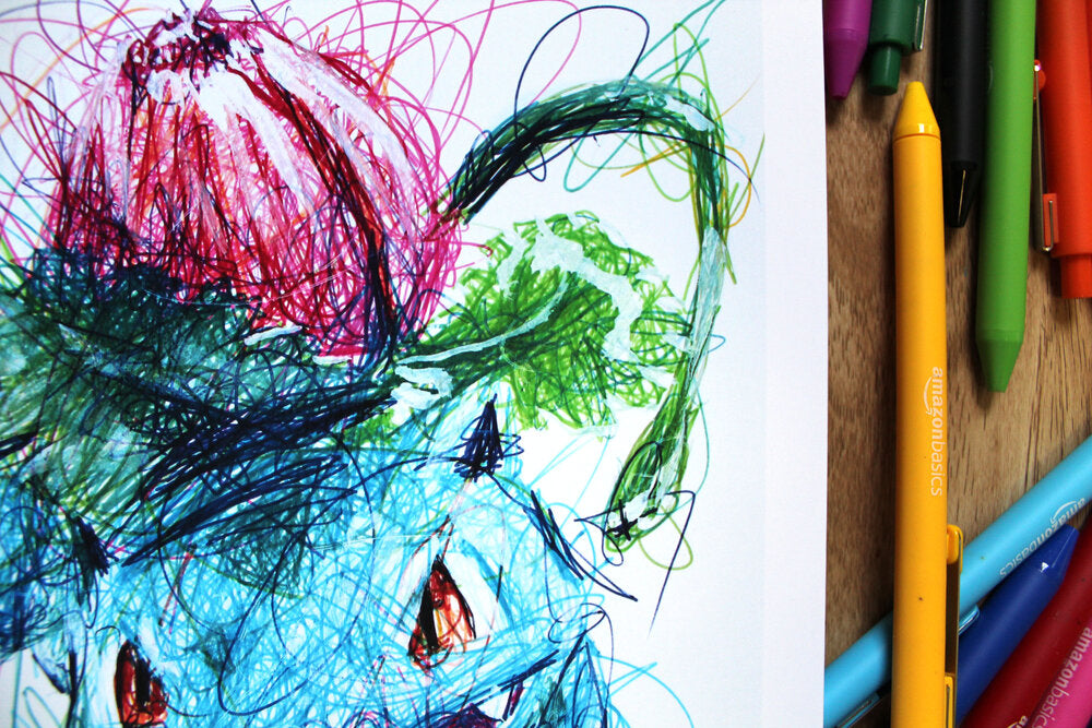 Ivysaur Ballpoint Pen Scribble Art Print-Cody James by Cody