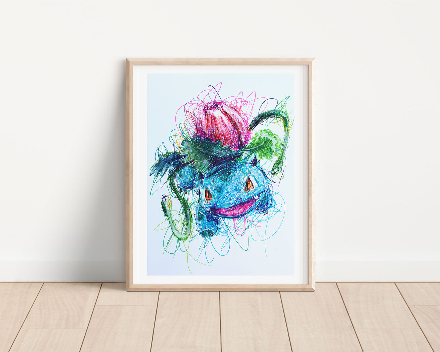 Ivysaur Ballpoint Pen Scribble Art Print