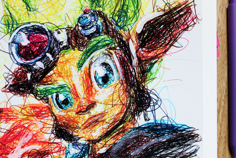 Jak and Daxter Ballpoint Pen Scribble Art Print-Cody James by Cody