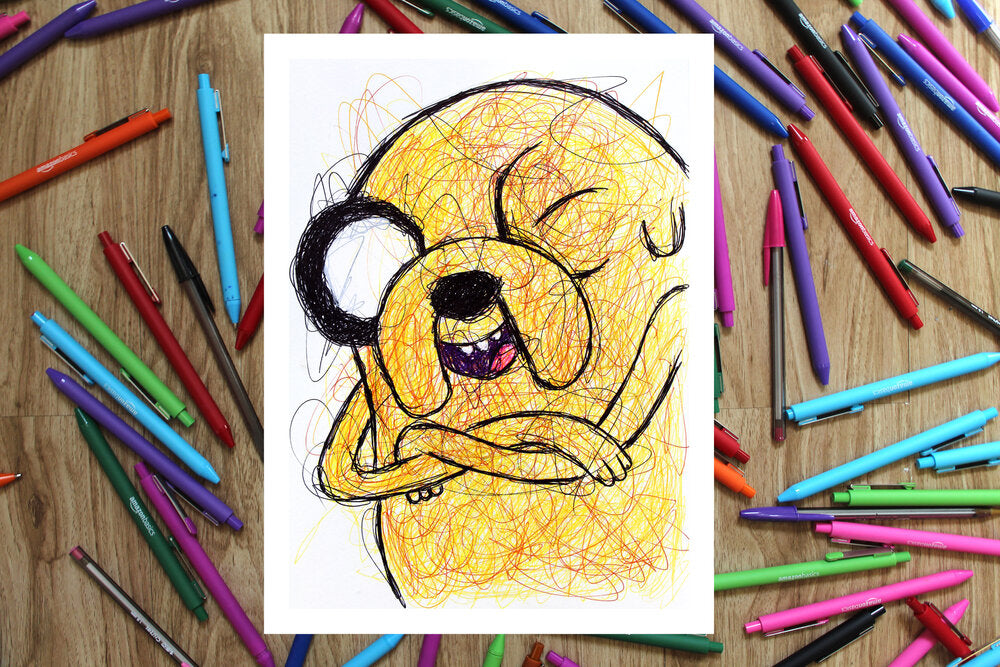 Jake the Dog Ballpoint Pen Scribble Art Print-Cody James by Cody