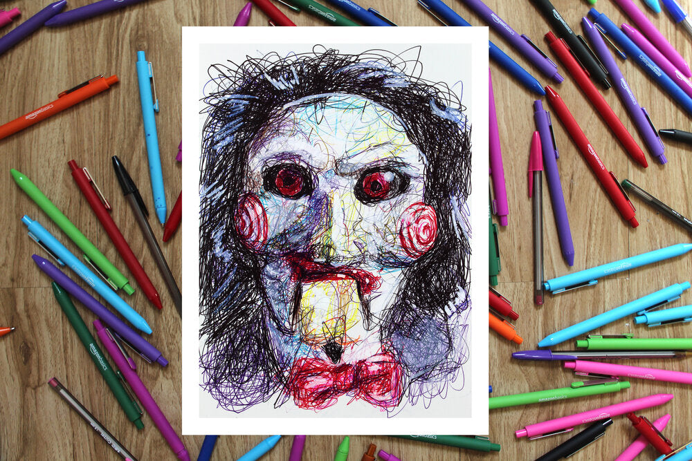 Jigsaw Ballpoint Pen Scribble Art Print-Cody James by Cody