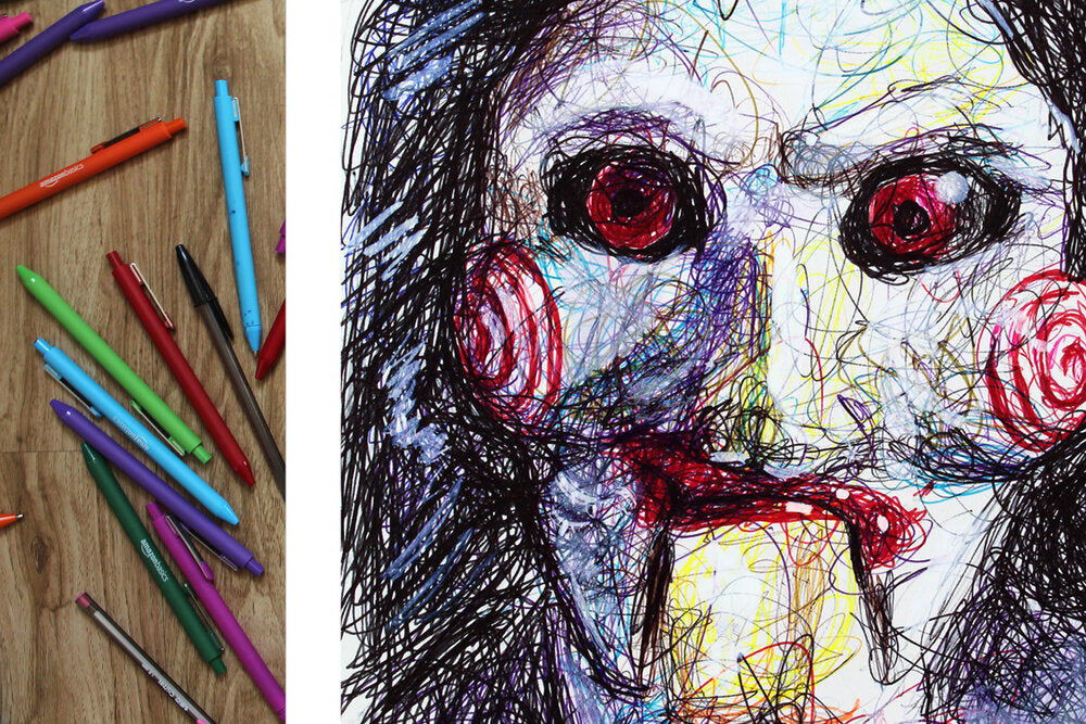 Jigsaw Ballpoint Pen Scribble Art Print-Cody James by Cody