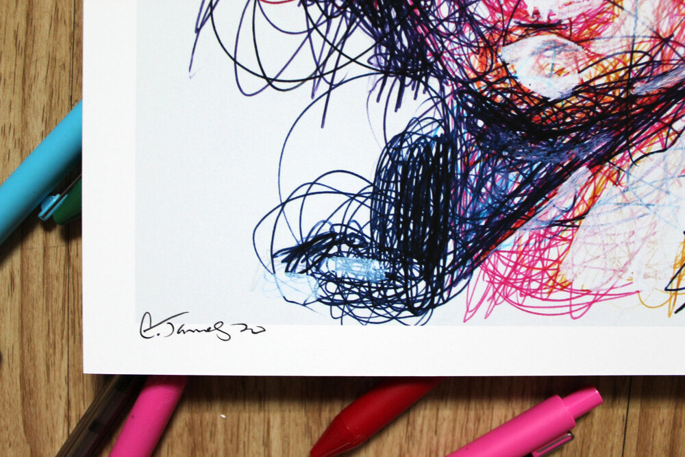 Jill Valentine Ballpoint Pen Scribble Art Print-Cody James by Cody