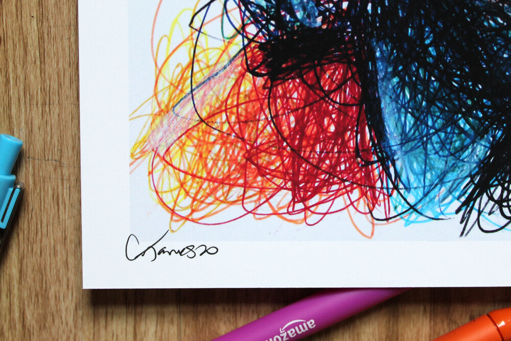 Joaquin Phoenix Joker Ballpoint Pen Scribble Art Print-Cody James by Cody