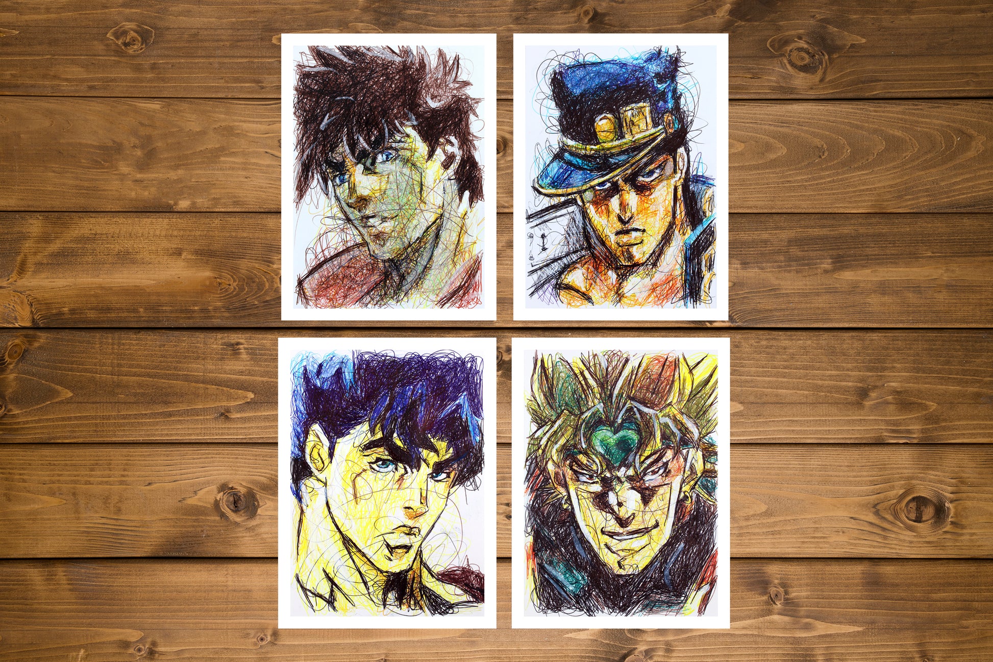 Jojo's bizarre Adventure Ballpoint Pen Scribble Art Print Set-Cody James by Cody