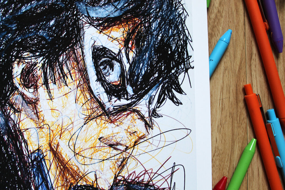 Joker (Persona 5) Ballpoint Pen Scribble Art Print-Cody James by Cody