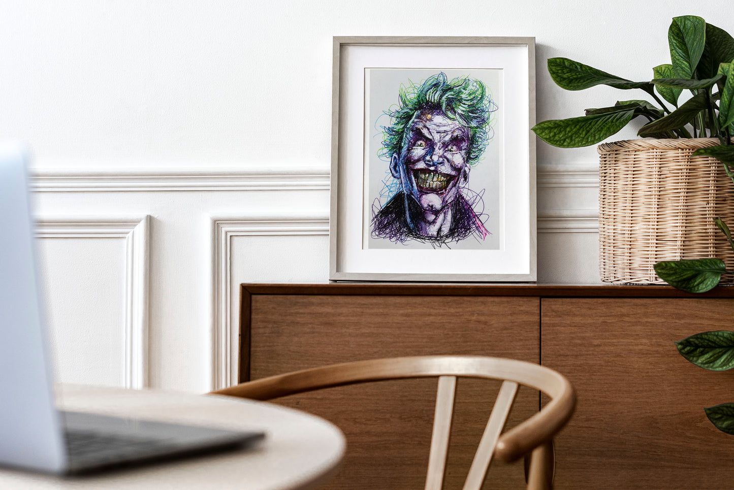 Joker Scribble Ballpoint Pen Scribble Art Print