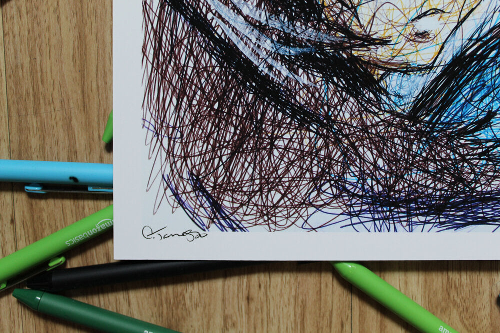 Katara Ballpoint Pen Scribble Art Print-Cody James by Cody