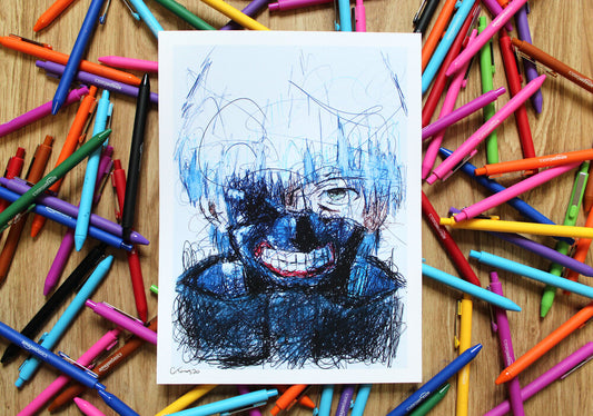 Ken Ballpoint Pen Scribble Art Print-Cody James by Cody
