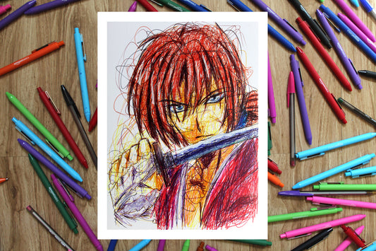 Kenshin Himura Ballpoint Pen Print