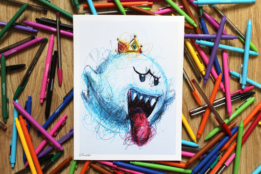 King Boo Ballpoint Pen Scribble Art Print-Cody James by Cody