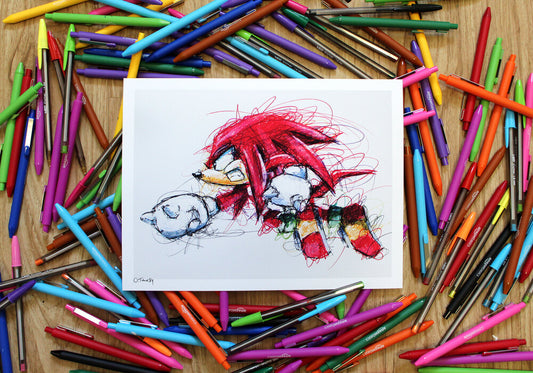 Knuckles Ballpoint Pen Scribble Art Print-Cody James by Cody