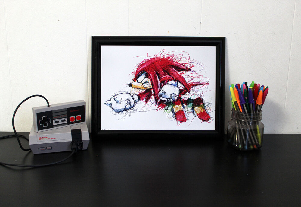 Knuckles Ballpoint Pen Scribble Art Print-Cody James by Cody