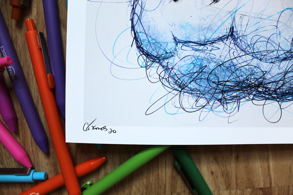 Lakitu Ballpoint Pen Scribble Art Print-Cody James by Cody