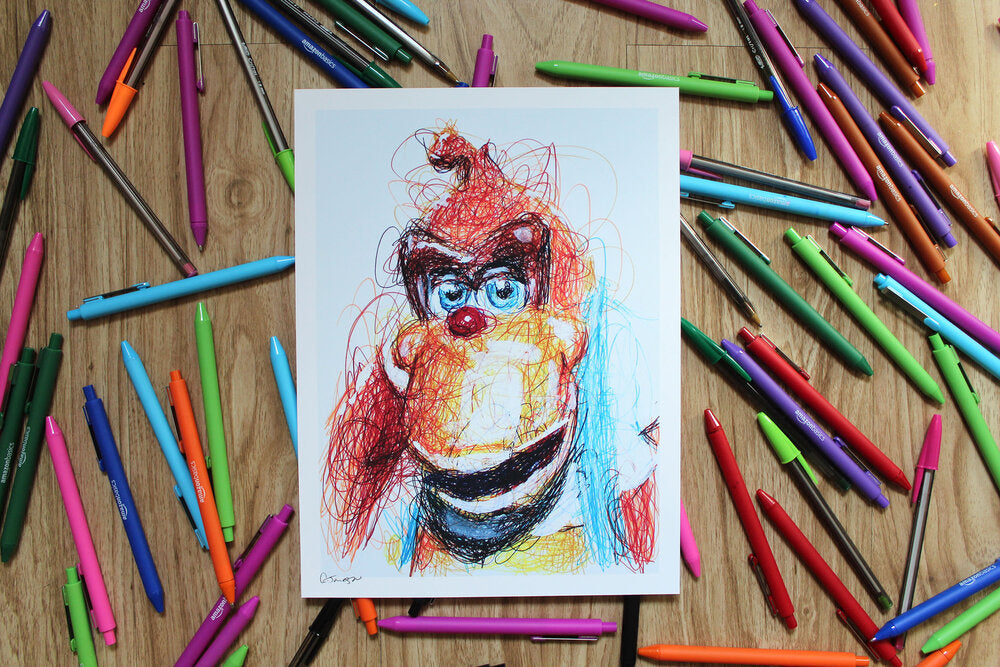 Lanky Kong Ballpoint Pen Scribble Art Print-Cody James by Cody