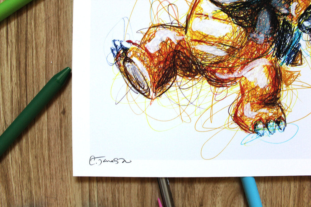 Larry Koopa Ballpoint Pen Scribble Art Print-Cody James by Cody