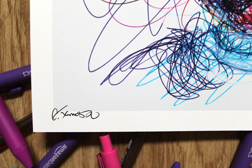 Princess Leia Ballpoint Pen Scribble Art Print-Cody James by Cody