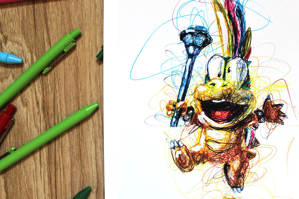 Lemmy Koopa Ballpoint Pen Scribble Art Print-Cody James by Cody