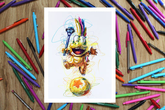 Lemmy Koopa Ballpoint Pen Scribble Art Print