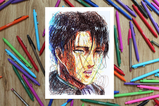 Levi Ballpoint Pen Scribble Art Print-Cody James by Cody