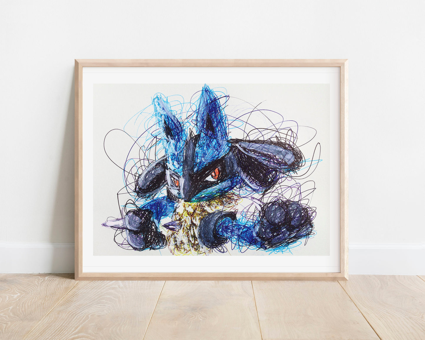 Lucario Ballpoint Pen Scribble Art Print