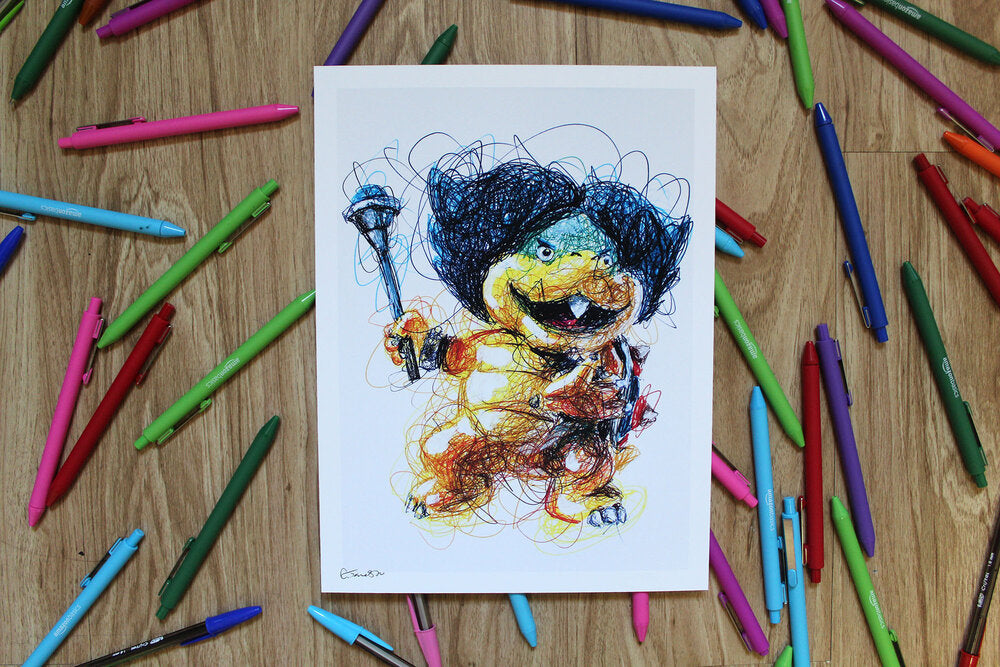 Ludwig Kopp Ballpoint Pen Scribble Art Print-Cody James by Cody