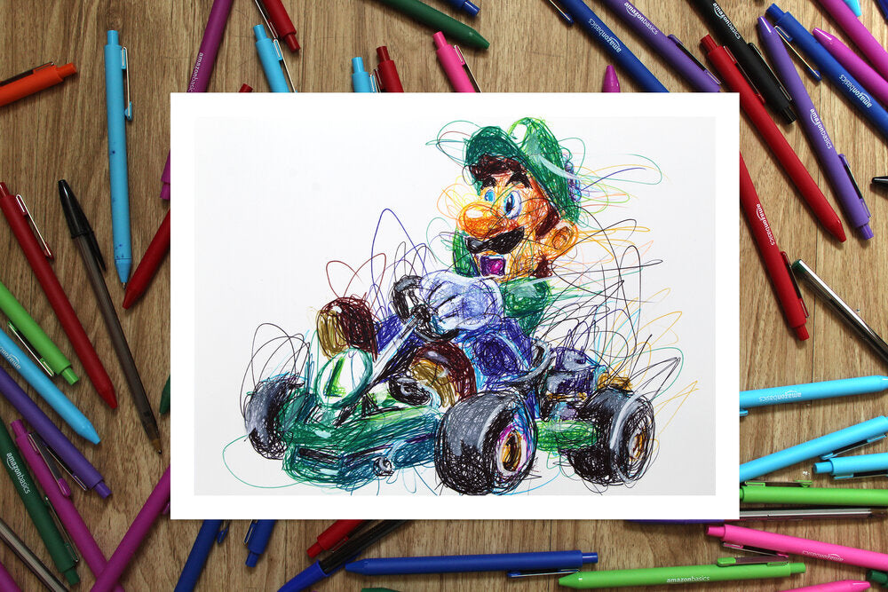Super Mario Bros Kart Ballpoint Pen Art Print Set-Cody James by Cody